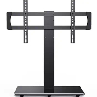 Adjustable Height Universal TV Stand Mount 44-85 Inch Flat/Curved TVs Heavy Duty Steel Base with Cable Management Clip Wide