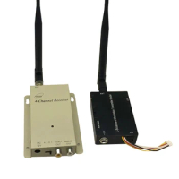 Wireless 1.2G 5W 5000MW 4CH FPV CCTV Audio Video AV Transmitter Receiver+Antenna