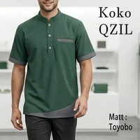 Koko OZIL Baju Koko Kurta Pria Dewasa Muslim Lengan Pendek Katun Toyobo M L XL XXL Baju Koko Qurta H