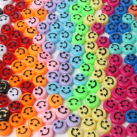 100pcs/Lot 10x6mm Oval Shape Acrylic Spaced Beads Smile Face Beads For Jewelry Making DIY Charms Bracelet Necklace