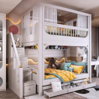Light Luxury Bunk Bed Bunk Bed Same Width Simple Mother And Child Bed Multifunctional Combination Bed Sliding Slide Bed
