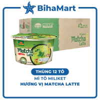 [THÙNG 12 TÔ] - COLUSA - Mì tô Miliket hương vị Matcha latte, Mì Miliket trà xanh, Mì matcha latte M