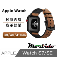 Morbido蒙彼多 Apple Watch S7/SE 38/40/41mm矽膠皮革錶帶