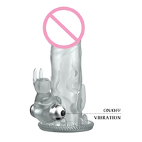 〖TROAFN-AMVJE〗love toy Vibrating condom Realistic Soft Sleeve Enlarge  Lengthen Thicken  Soft Enlarger
