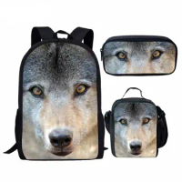 3pcs/set Men Backpack School Bags Galaxy Wolf Printing Cute Backpacks For Teenagers Boys Children Travel Book Bag