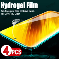 4PCS Screen Gel Protector For Xiaomi Poco X3 NFC M3 M4 Pro F3 GT F2 Safety Hydrogel Film X3Pro X3NFC X 3 Soft Not Safety Glass
