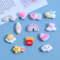 20-30Pcs Mini Glossy French Fries Love Heart Resin DIY Nail Art Decor Materials Cabochon Scrapbooking Craft Supplies Phone Patch