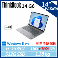 【Lenovo】ThinkBook 14 Gen6(i5-1335U/16G+16G D5/512G/W11P/三年保)