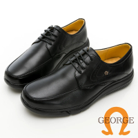 GEORGE 喬治皮鞋 舒適系列 柔軟羊皮寬楦綁帶氣墊皮鞋 -黑 135019BR-10