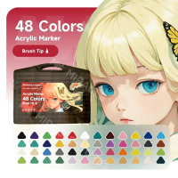 MW 12/24/36/48/60/80/120 สี ปากกาอะคริลิค-หัวพู่กัน Brush-tip Acrylic Marker ชุดปากกามาร์กเกอร์อะคริ