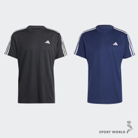 Adidas 男裝 短袖 訓練 AEROREADY 三條紋 黑/藍【運動世界】IB8150/IB8152