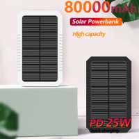80000mAh Solar Powerbank Portable Large Capacity Fast Charging for Xiaomi Iphone Samsung Huawei External Battery LED Light 4USB