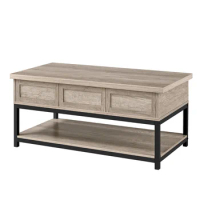 Wooden Lift Top Coffee Table with Storage Shelf, Rustic Gray Living Room Table Coffee Table Furniture Bed Side Table