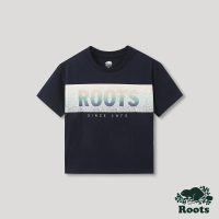 【Roots】Roots 女裝- 山林漫步系列 漸層裂紋LOGO短袖T恤(藍色)