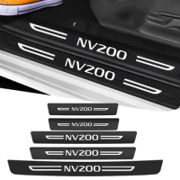 For Nissan NV200 Logo Carbon Fiber Door Pedal Strips Car Door Threshold Protector Stickers Pedal Guards Trunk Sill Scuff Plate