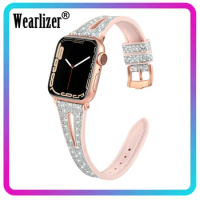Wearlizer Silicone Watch Band for Apple Watch Glitter Silicone Strap for iWatch Series 7 SE 6 5 4 3 2 1 Women Sparkling Bands