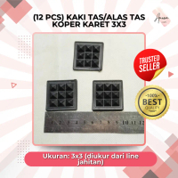 (12 PCS) KAKI TAS/ALAS TAS KOPER KARET 3X3 Hitam