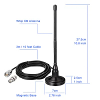 Superbat 27MHz Walkie-Talkie Shortwave Antenna CB Magnetic Base Waterproof with UHF Connector Antenna