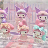 Miniso Melody Kuromi Blind Box Pajama Sweetheart Party Series Kawaii Handmade Home Decoration Cute Doll Trendy Toys Girl'S Gift