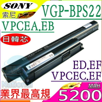 Sony 電池- VGP-BPS22，VPC-2S1E/B，VPC-EA31EG/BI，VPC-EA32EH，VPC-EA35FG/L，VPC-EA36FG/B，VPC-EA37EC/P，VPC-EA3BGN/BI，VPC-EB13FG，VPC-EB15FG，VPC-EB15FM/BI，VPC-EB15FM/T，VPC-EB15FW，VPC-EB15GB，VPC-EB17FG，VPC-EB17FW，VPC-EB18EC，VPC-EB18EC/T，VPC-EB18EC/WI，VPC-EB1A