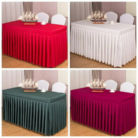 桌布 會議桌布長方形桌裙酒店辦公活動展會長條桌套定制桌罩紅色台布藝