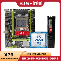 SJS X79 E5 2650 V2 DDR3 8GB LGA 2011 Intel Xeon E5 CPU Processor With Motherboard Set + 8GB 1600MHz RAM Memory X79 Kit placa mãe