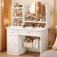 Hanshop โต๊ะเครื่องแป้งรุ่นใหม่ (ไม่รวมเก้าอี้) ดีไซน์สวยงาม พร้อมลิ้นชักและชั้นวางของ รุ่น s812