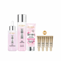 【LOREAL Paris 巴黎萊雅】亮白全套組_淨亮白激光精華水128ml+淡斑精華30ml+激光潔面乳100ml