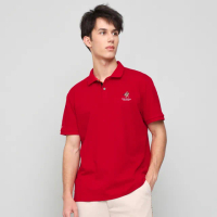 【oillio 歐洲貴族】男裝 短袖休閒POLO衫 商務POLO 刺繡 彈力透氣(紅色 法國品牌)