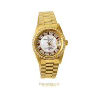 【范倫鐵諾․古柏】背面鏤空自動上鍊機械手錶 金色滿天星珍珠貝面錶盤