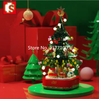 SEMBO Ideas Series The Christmas Tree With Music Box Model Building Blocks Set Classic Christmas Gift MOC Toys for Children