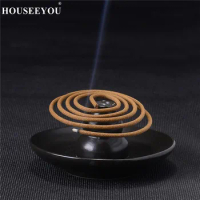 Multipurpose Black Ceramic Church Gourd Assuaging Calming Backflow Coil Incense Burner Smoke Holder Plate Home Decor