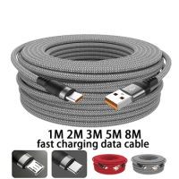 6A Usb Type-C\micro Usb Cable 8M 3M 2M 1.5M 1M Data Cable 5M Fast Charge for Iphone 15 Samsung Huawei Xiaomi Camera Ps5 Ps4