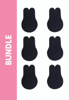 PINK N' PROPER 黑色提拉兔耳朵胸貼矽膠乳貼防走光透氣乳頭貼胸貼隱形文胸貼 (3套)