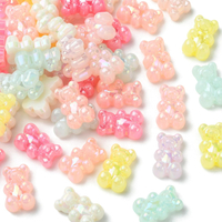 Ornazy 200 pcs Random Opaque Acrylic Bear Beads Cute Animal Loose Beads Bulk Candy Color Gummy Bear 
