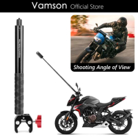 Vamson for Insta360 One X3 Motorcycle 3rd Person View Invisible Selfie Stick Handlebar Clamp Mount for Insta 360 X2 GoPro Camera