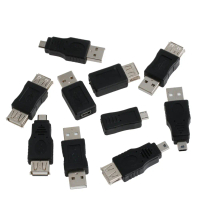 Penyesuai OTG, 10 Pek, 5 pin F / untuk M Penukar Penukar Mini, USB Lelaki ke Perempuan, Kit Pelbagai