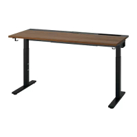 MITTZON 書桌/工作桌, 實木貼皮, 胡桃木/黑色