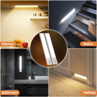 1PC Dimmable cabinet light battery powered motion sensing light 3 color cabinet light 4 modes wireless cabinet lamp rechargeable