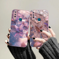 Sesuai untuk 【 Vivo Y17 】 -Sarung telefon rama-rama kaca merah jambu baharu Phone