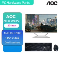 AOC All-in-one Computer 27-inch AMD 5700G+16G+512G 8 Core 16 Threads Dual SpeakerDesktop Gaming Adjustment AIO Portable PC