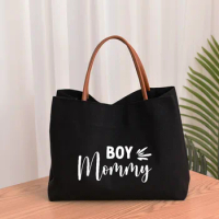 Boy Mommy Women Canvas Mom Grandma Nana Mimi Gigi Gift for Mother's Day Baby Shower Beach Travel Customize Tote Bag