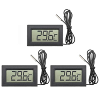 1Set Digital LCD Thermometer With 1M NTC Probe Black -50°C - +110°C Temperature Monitor For Fridge, Freezer, Fridge, Aquarium