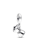 จี้ชาร์ม Silver Moka pot sterling silver dangle with clear cubic zirconia and black enamel สีเงิน
