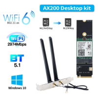 3000Mbps Tri band Intel AX210 WiFi6 Bluetooth5.2 M.2 A+E Key To M.2 M Key NVMe SSD Port Wireless Network Wlan Wifi Card Adapter