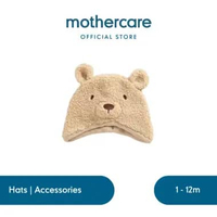 Mothercare Fluffy Bear Baby Hat - Topi Bayi Unisex (Krem) 3-6 bulan Krem