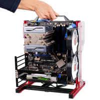 PC Test Bench Portable Vertical PC Open Air Case for ATX MATX ITX Motherboard Aluminum Acrylic Computer Case DIY Mod Host Stand