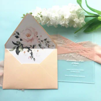Elegant Flower Laser Cut Wedding Invitation Cards European Custom Design High Quality UV Printing Invitation Cards