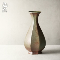 九土日式手工禪意花器餐桌擺件現代小花瓶花插家居軟裝裝飾藝術品
