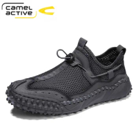 Camel Active 2022 New High Quality Summer Men Sandals Cow Leather Mesh Comfortable Gladiator Men Shoes Fashion Casual Shoes